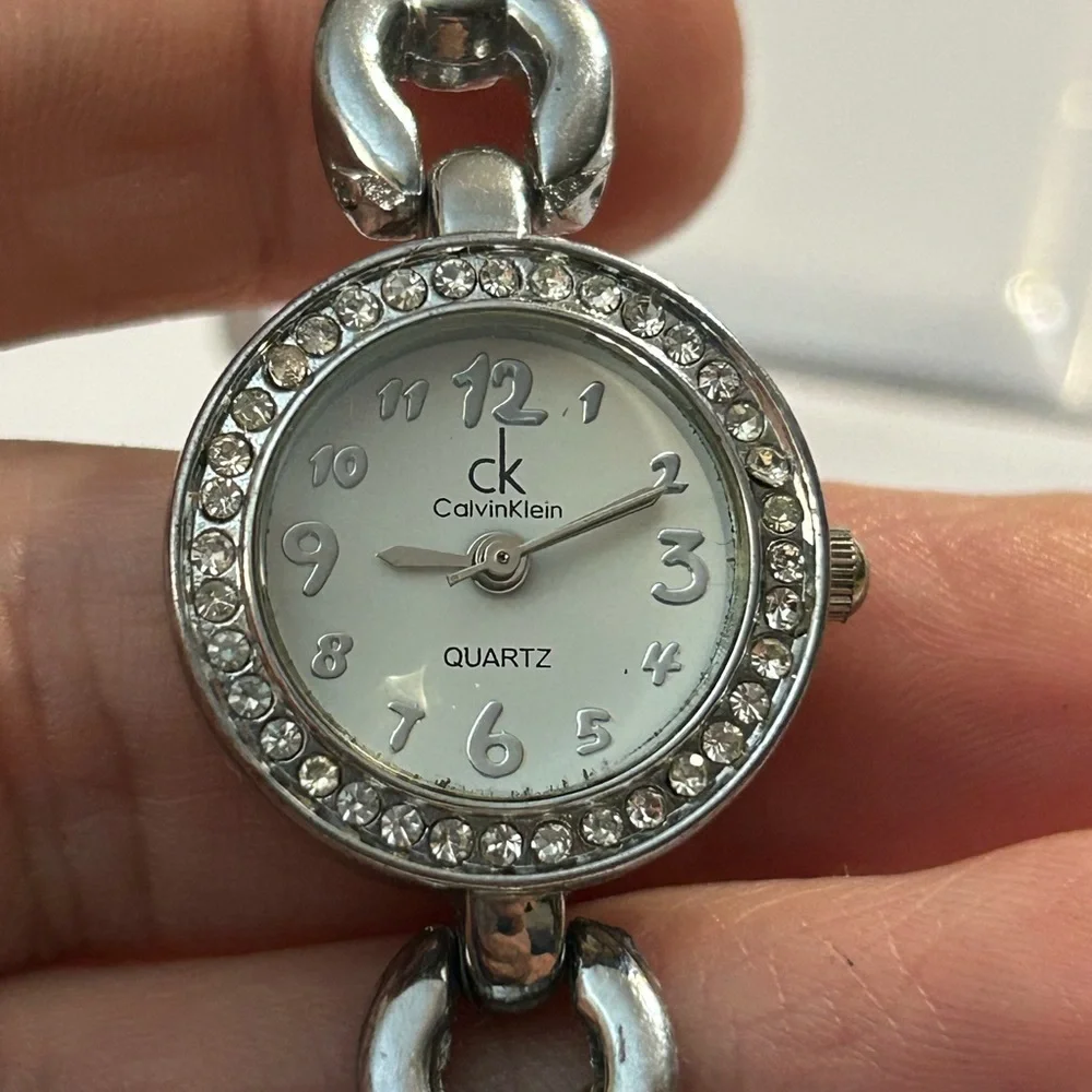 Calvin Klein Silver Watch with Crystal Bezel